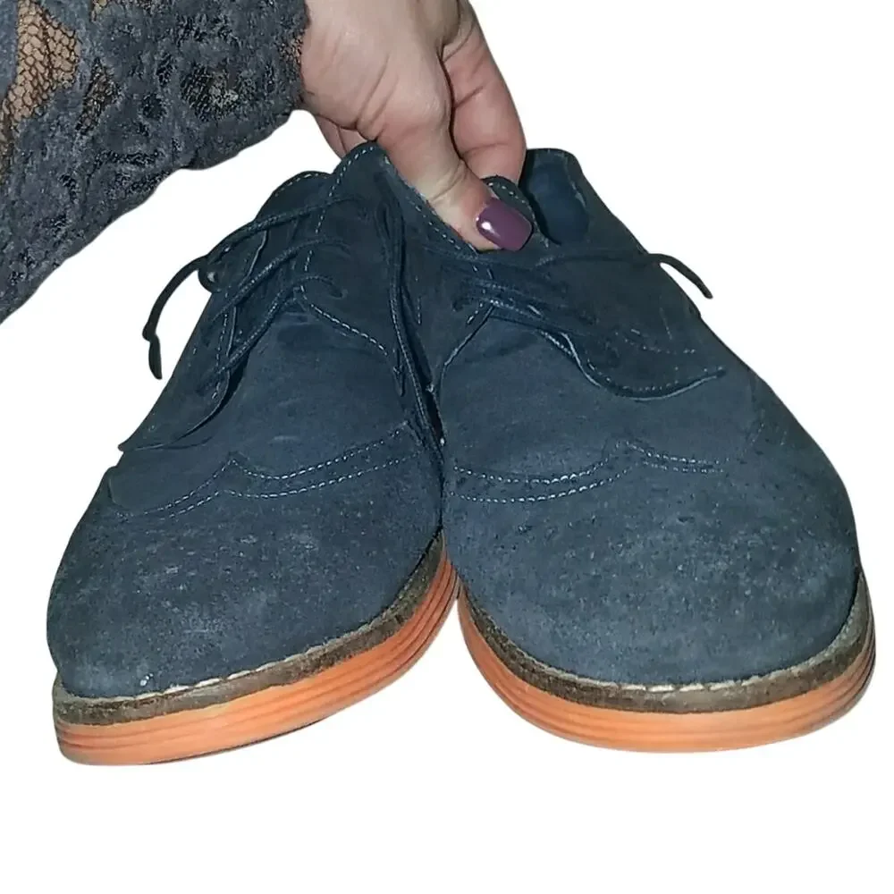 Ask The Missus navy and orange mens suede Oxfords  size 10‎